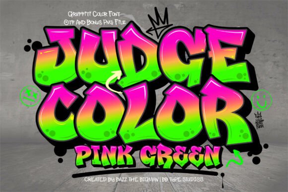 Judge Color Pink Green: Vibrant Graffiti-Inspired Typography