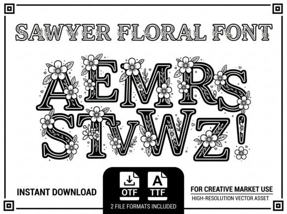 Sawyer Floral Font: Botanical Elegance for Bold Designs